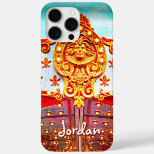  retro carrousel gezicht foto toevoegen jouw namen iPhone 16 pro max hoesje