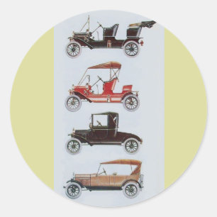 RETRO CARS 2 - Auto reparatie auto-bruin geel Ronde Sticker