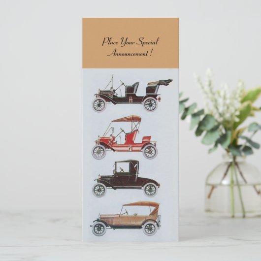 RETRO CARS 2, AUTO RESTORATION, bruin wit Aankondiging (Staand voorkant)