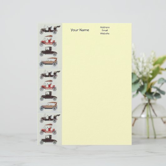 RETRO CARS 2 AUTO RESTORATION grijs rood zwart Gepersonaliseerd Briefhoofd (Staand voorkant)