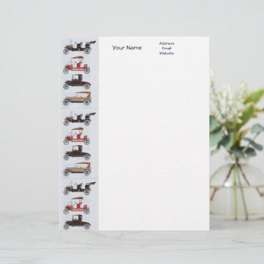 RETRO CARS 2 AUTO RESTORATION grijs rood zwart wit Custom Briefhoofd (Staand voorkant)