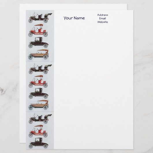 RETRO CARS 2 AUTO RESTORATION grijs rood zwart wit Custom Briefhoofd (Voorkant / Achterkant)