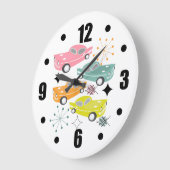 Retro Cars Atomic Starburst Modern mediane eeuw Grote Klok (Hoek)
