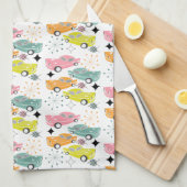 Retro Cars Atomic Starburst Modern mediane eeuw Theedoek (Quarter Fold)