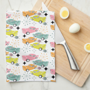 Retro Cars Atomic Starburst Modern mediane eeuw Theedoek