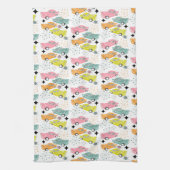 Retro Cars Atomic Starburst Modern mediane eeuw Theedoek (Verticaal)