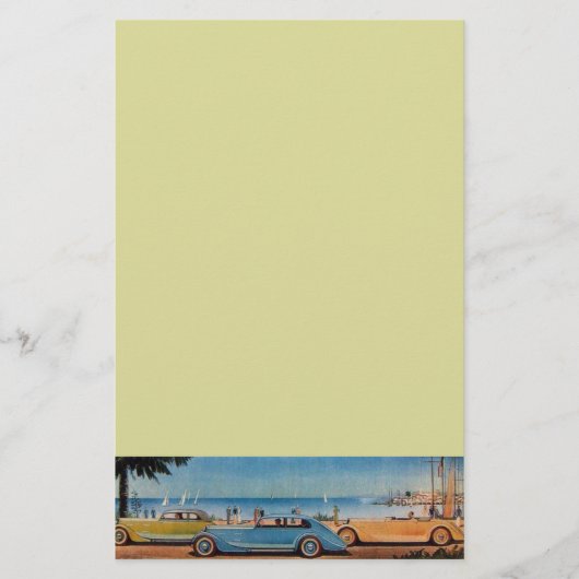 RETRO CARS - Auto-reparatie auto, blauw geel Briefpapier (Voorkant)