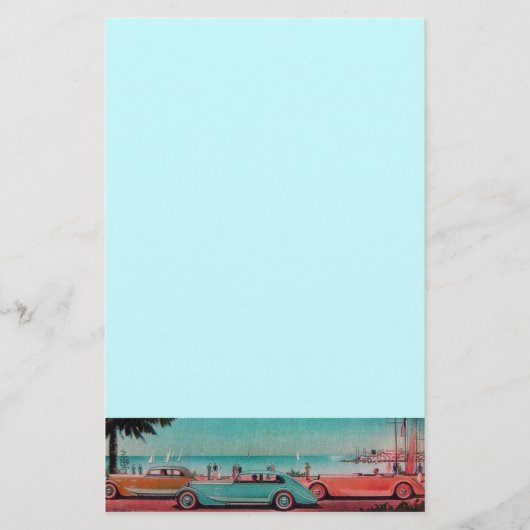 RETRO CARS - Auto-reparatie auto, blauw geel Briefpapier (Voorkant)