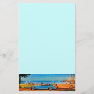 RETRO CARS - Auto-reparatie auto, blauw geel Briefpapier