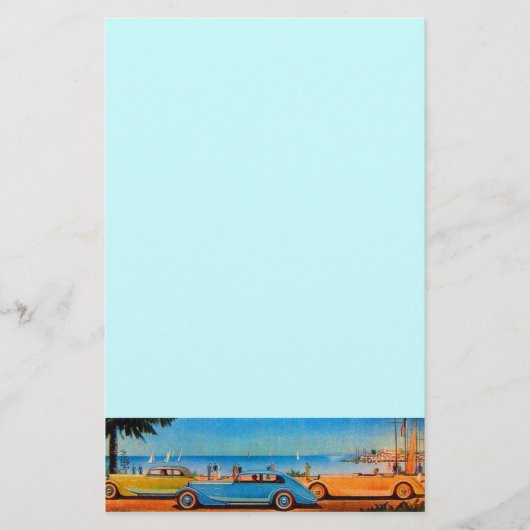 RETRO CARS - Auto-reparatie auto, blauw geel Briefpapier (Voorkant)