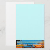 RETRO CARS - Auto-reparatie auto, blauw geel Briefpapier (Voorkant / Achterkant)