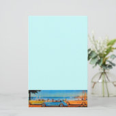 RETRO CARS - Auto-reparatie auto, blauw geel Briefpapier (Staand voorkant)