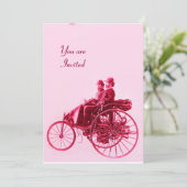 RETRO CARS AUTO RESTORATIE zilverrode fuchsie Kaart (Staand voorkant)