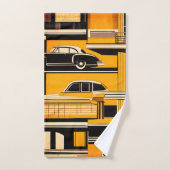 Retro Cars geometrische mosterd midden eeuw Bad Handdoek (Handdoek)