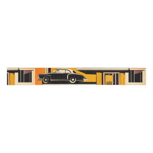 Retro Cars geometrische mosterd midden eeuw Grosgrain Lint (Voorkant)