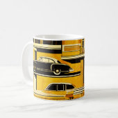 Retro Cars geometrische mosterd midden eeuw Koffiemok (Voorkant links)