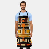 Retro Cars geometrische mosterd midden eeuw Schort (Gedragen)