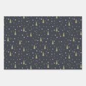 Retro Cars KerstWoodland Trees grijs Black  Inpakpapier Vel (Voorkant 2)