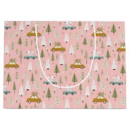 Retro Cars Pink-kerstboombos Groot Cadeauzakje