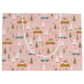 Retro Cars Pink-kerstboombos Groot Cadeauzakje (Achterkant)