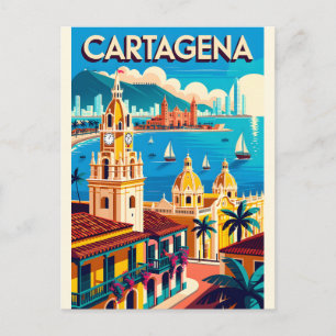 Retro Cartagena Colombia Vintage Reis Muur Kunst Briefkaart