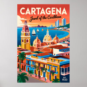 Retro Cartagena Colombia Vintage Reis Muur Kunst Poster