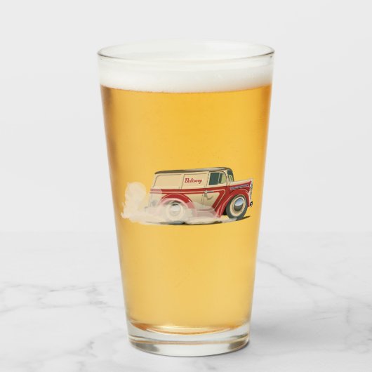 Retro cartoon bezorgwagen glas (Voorkant gevuld)