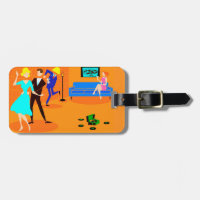 Retro Cartoon Cocktail Party Bagagelabel