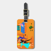 Retro Cartoon Cocktail Party Bagagelabel (Voorkant verticaal)