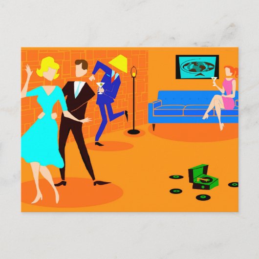 Retro Cartoon Cocktail Party Briefkaart (Voorkant)