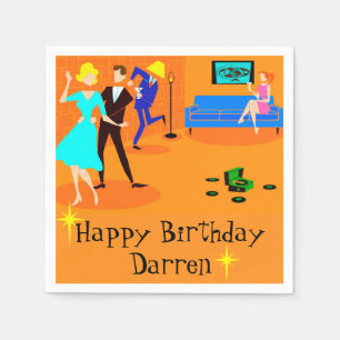 Retro Cartoon Cocktail Party Disposable Napkins Servetten