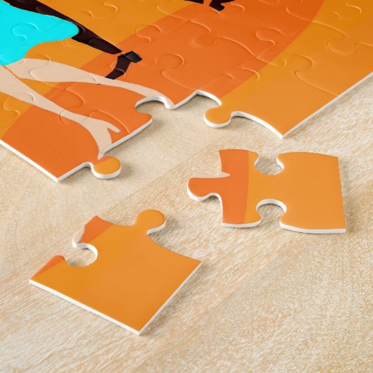 Retro Cartoon Cocktail Party Jigzaag Puzzle Legpuzzel (Zijkant)