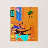 Retro Cartoon Cocktail Party Jigzaag Puzzle Legpuzzel (Verticaal)