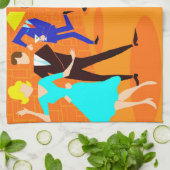 Retro Cartoon Cocktail Party Kitchen Towel Theedoek (Gevouwen)