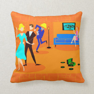 Retro Cartoon Cocktail Party Outdoor Pillow Kussen