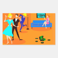 Retro Cartoon Cocktail Party Stickers