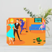 Retro Cartoon Cocktail Party-uitnodigingen Kaart (Staand voorkant)