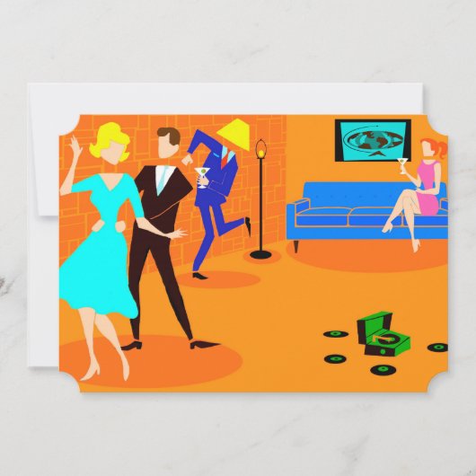 Retro Cartoon Cocktail Party-uitnodigingen Kaart (Voorkant)