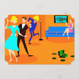 Retro Cartoon Cocktail Party-uitnodigingen Kaart