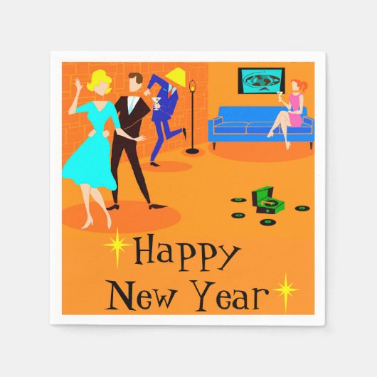 Retro Cartoon Cocktail Party Wegwerp servetten (Voorkant)