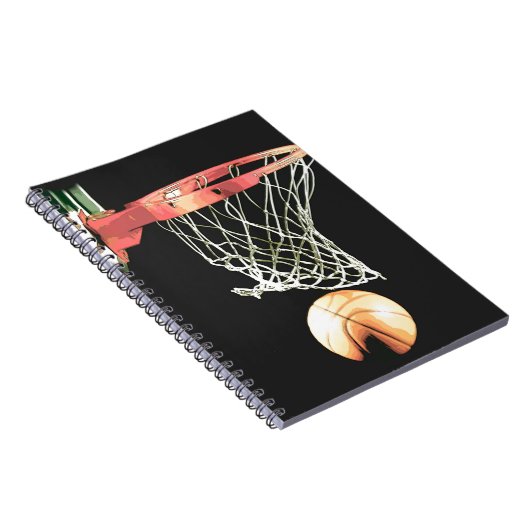Retro Cartoon Comic Effect Basketbal Notitieboek (Rechterzijde)