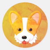 Retro Cartoon Corgi  Ronde Sticker (Voorkant)