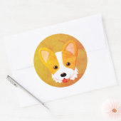 Retro Cartoon Corgi  Ronde Sticker (Envelop)