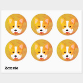 Retro Cartoon Corgi  Ronde Sticker (Vel)