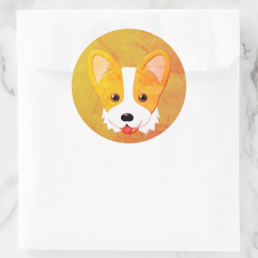 Retro Cartoon Corgi  Ronde Sticker (Tas)
