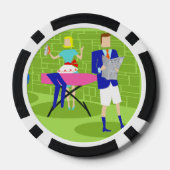 Retro Cartoon Couple bij Home Poker Chip (Achterkant)