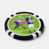 Retro Cartoon Couple bij Home Poker Chip (Enkel)