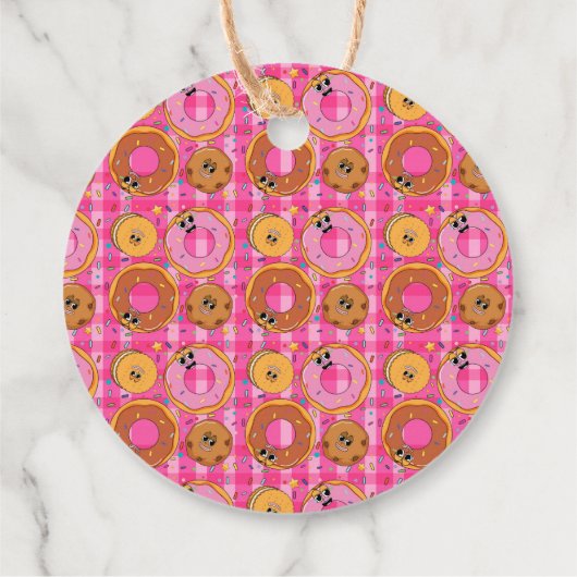 Retro Cartoon Donuts en snoep Bedankjes Labels (Achterkant)