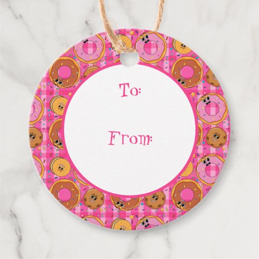 Retro Cartoon Donuts en snoep Bedankjes Labels (Voorkant)