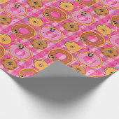 Retro Cartoon Donuts en snoep Cadeaupapier (Hoek)